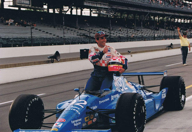 Franck Freon in blue indy car